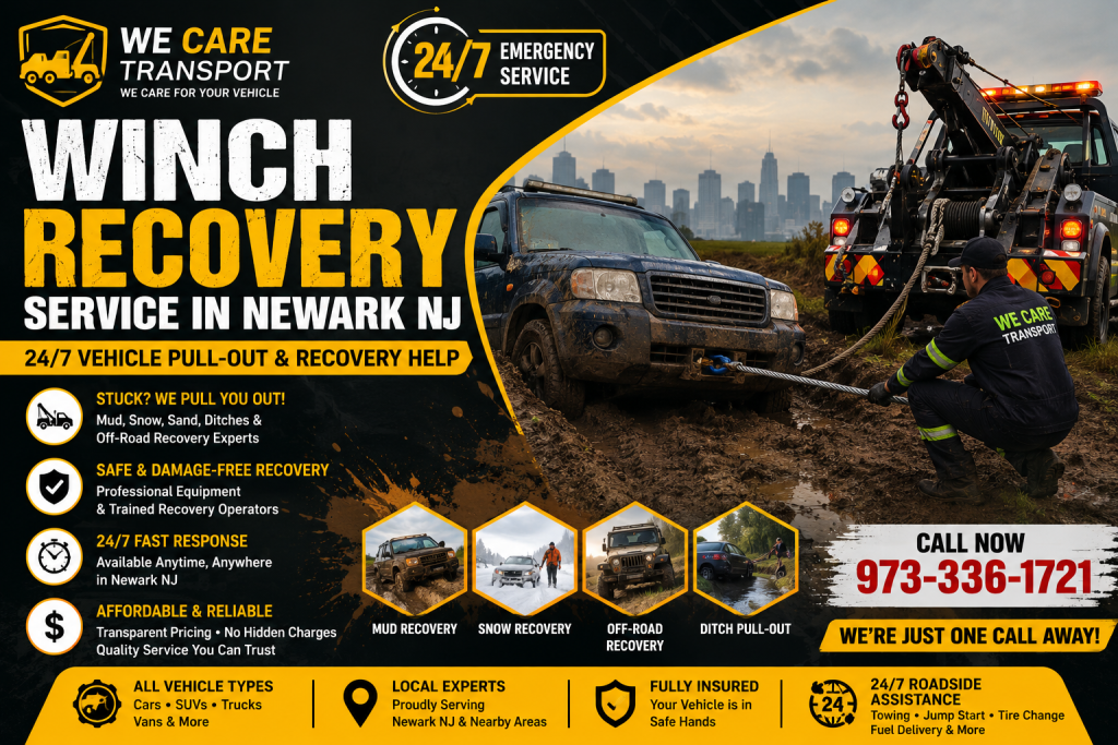 Winch Recovery Service in Newark NJ – 247 Vehicle Pull-Out & Recovery Help