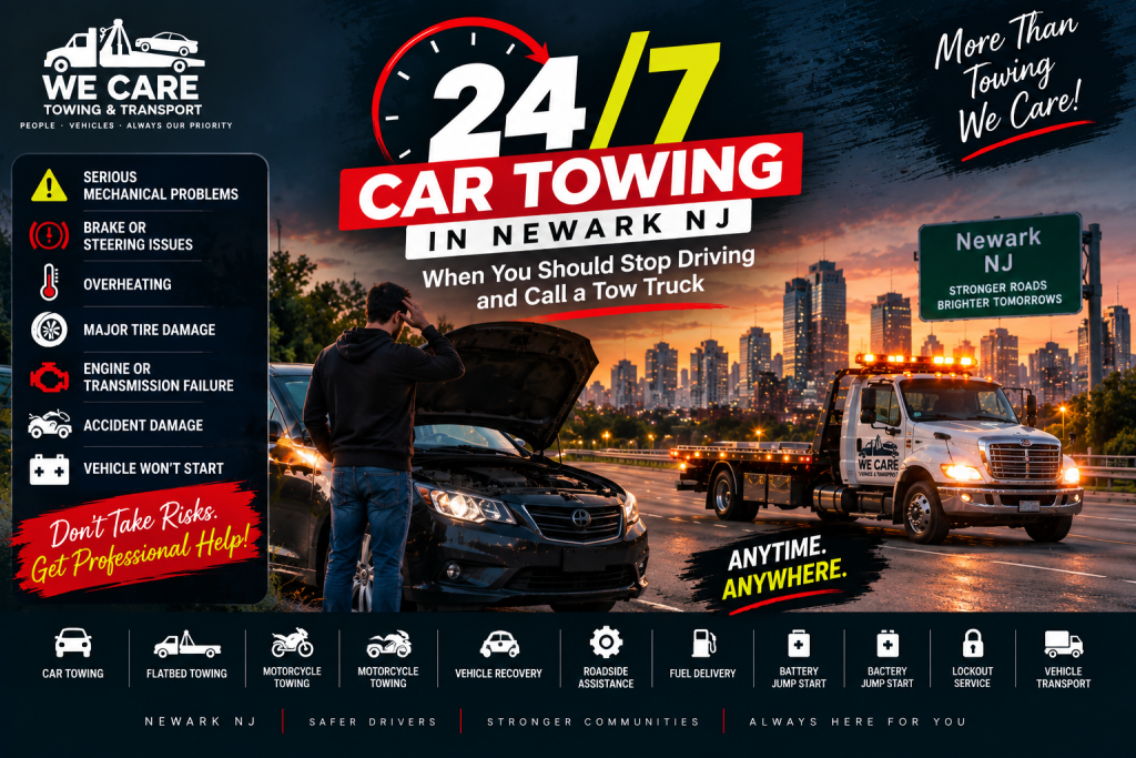 24/7 Car Towing in Newark NJ: When You Should Stop Driving and Call a Tow Truck