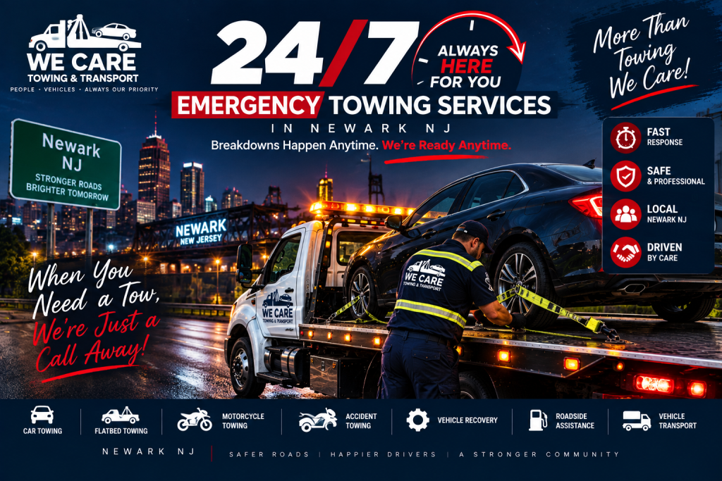 24/7 emergency towing services in Newark NJ with professional tow truck