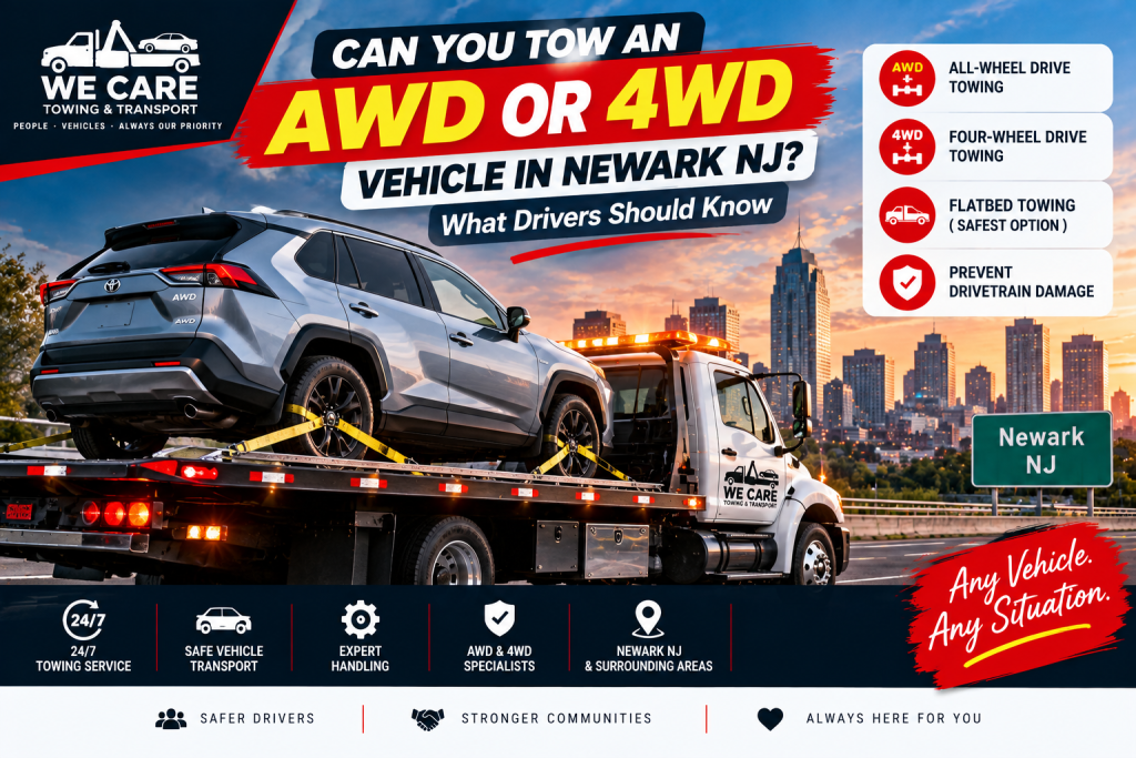 AWD and 4WD towing service in Newark NJ with flatbed tow truck