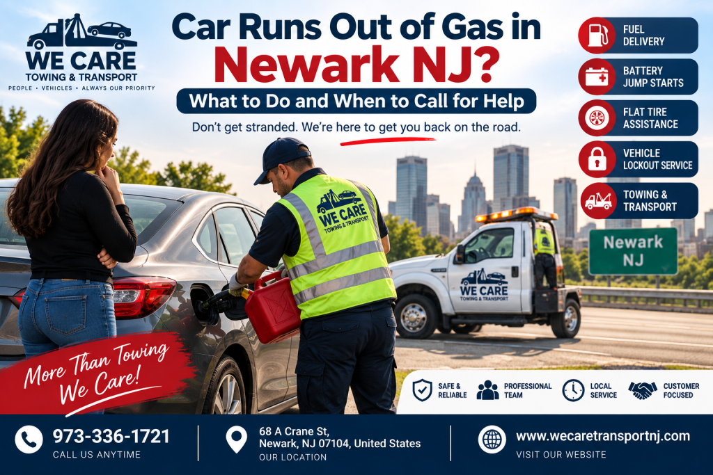 Fuel delivery roadside assistance for a car that ran out of gas in Newark NJ